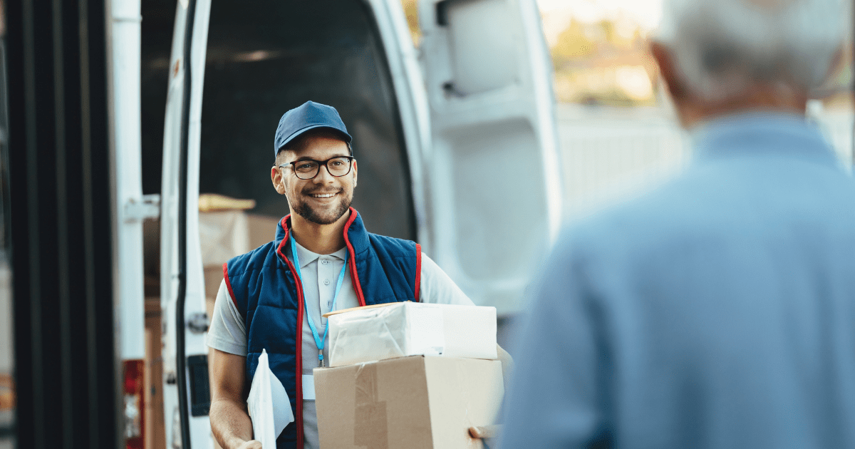 delivery man with package